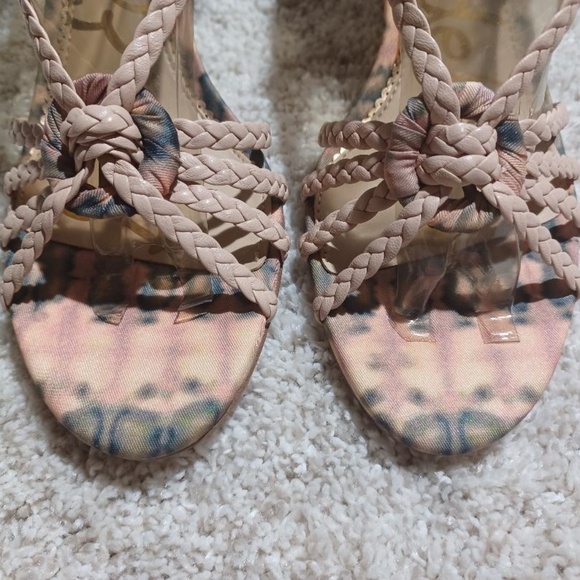 SAM EDELMAN 'Pankin' Seashell Pink Braided Strappy Slingback Heeled Sandals - Picture 5 of 12
